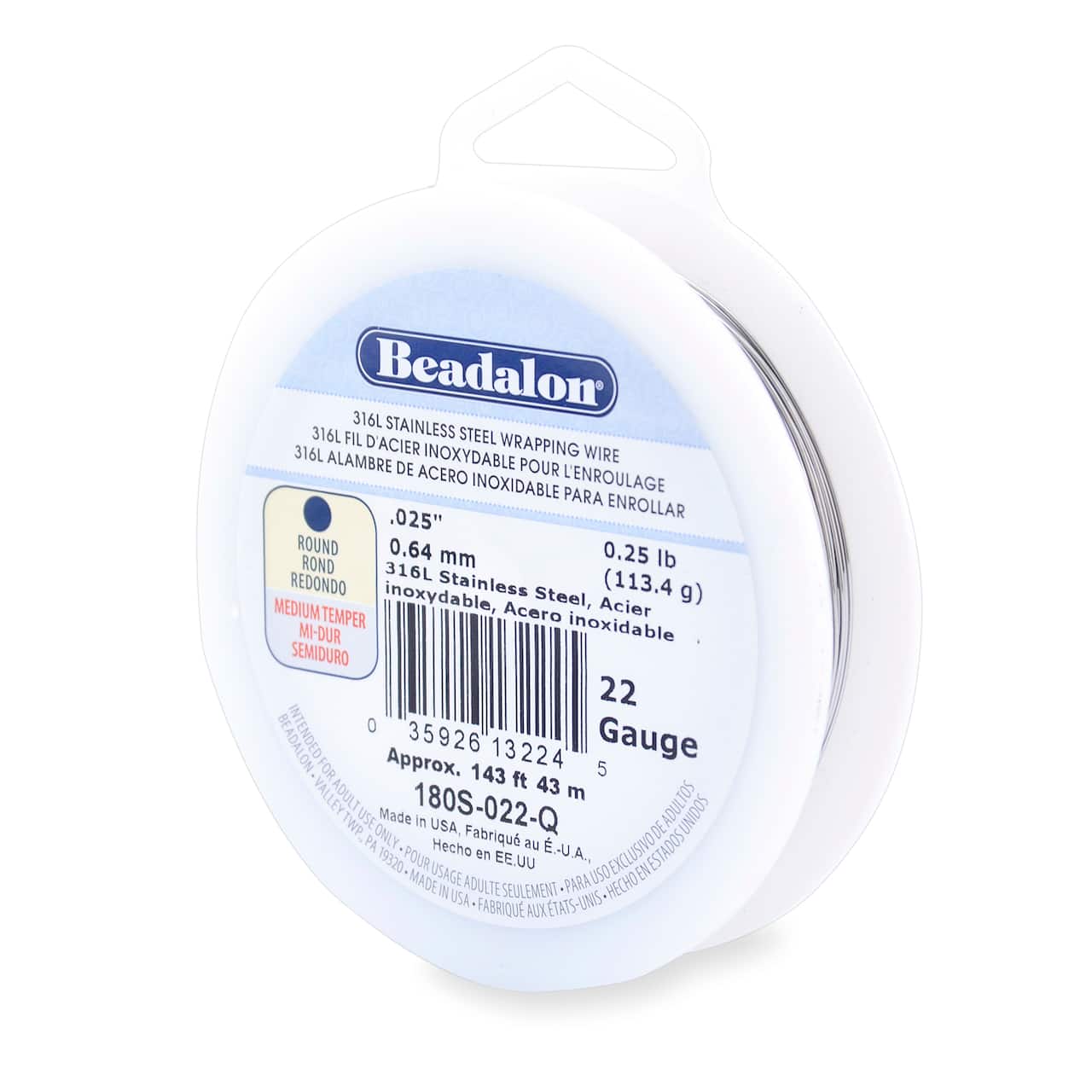 Beadalon® 22 Gauge Round 316L Stainless Steel Wrapping Wire
